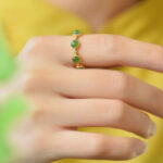 Buddha Stones Cyan Jade Healing Calm Adjustable Ring Rings BS 3