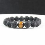 Buddha Stones Lava Rock Tiger Eye Stone Peace Healing Bracelet Bracelet BS 1