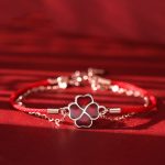 Buddha Stones 925 Sterling Silver Color-changing Four Leaf Clover Luck Protection Red String Bracelet Bracelet BS 3