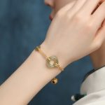 Buddha Stones Round Jade Peace Buckle Gourd Fu Character Auspicious Prosperity Chain Bracelet Bracelet BS 2
