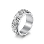 Buddha Stones Dragon Titanium Steel Stimulation Rotatable Ring (Extra 30% Off | USE CODE: FS30) Ring BS Silver US10