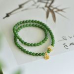 Buddha Stones Hetian Cyan Jade Happiness Blessing Bracelet Bracelet BS 2