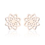 Buddha Stones Tibetan Lotus Pattern New Beginning Stud Earrings Earrings BS Rose Gold