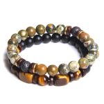 Buddha Stones 2PCS Healing Crystal Emperor Stone Tiger Eye Bead Bracelet Bracelet BS 7