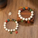 Buddha Stones Tibetan Incense Ash Porcelain Luminous Fluorescent Liuli Glass Bead Gourd Copper Coin Charm Peace Bracelet Bracelet BS 1