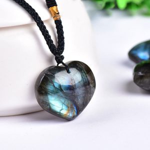 Buddha Stones Labradorite Love Heart Support Necklace Pendant Necklaces & Pendants BS main