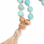 Buddha Stones 108 Mala Beads Turquoise Picture Jasper Wisdom Tassel Bracelet Mala Bracelet BS 3