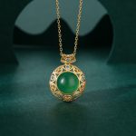 Buddha Stones 925 Sterling Silver Green Chalcedony Hetian White Jade Strength Necklace Pendant Necklaces & Pendants BS Green Chalcedony(Strength♥Courage)