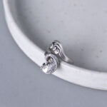 Buddha Stones 925 Sterling Silver Koi Fish Water Ripple Luck Wealth Ring Ring BS 9