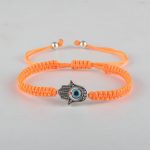 Buddha Stones Handmade Hamsa Symbol Protection Luck String Bracelet Bracelet BS DarkOrange(Bracelet Size 16-24cm)