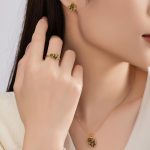 Buddha Stones 925 Sterling Silver Natural Hetian Cyan Jade Flower Luck Necklace Pendant Ring Earrings Set Bracelet Necklaces & Pendants BS 1