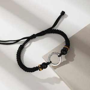 Buddha Stones 925 Sterling Silver Peace Buckle Auspicious Clouds Fortune Braided Bracelet Bracelet BS 925 Sterling Silver(Wrist Circumference 14-19cm)