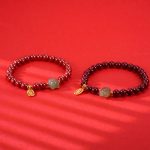 Buddha Stones 925 Sterling Silver Year of the Dragon Natural Cinnabar Hetian Jade Dragon Fu Character Ruyi As One Wishes Charm Blessing Bracelet Bracelet BS 16