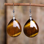 Buddha Stones Natural Aventurine Dangle Healing Drop Earrings Earrings BS Tiger Eye