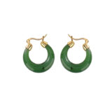 Buddha Stones 925 Sterling Silver Plated Gold Natural Round Hetian Cyan Jade Luck Drop Earrings Earrings BS 7