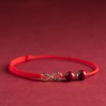 Buddha Stones Cinnabar Blessing Red String 14K Gold Infinity Symbol Bracelet Anklet Bracelet Anklet BS Red Anklet(Anklet Circumference 16-26cm)