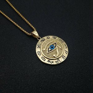 Buddha Stones Eye of Horus Protection Necklace Pendant Necklaces & Pendants BS Gold