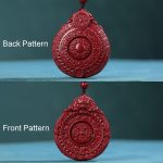 Buddha Stones Chinese Zodiac Natural Cinnabar Bagua Amulet Keep Away Evil Spirits Necklace Pendant Necklaces & Pendants BS 4