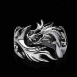 Buddha Stones Dragon Pattern Protection Strength Adjustable Ring Ring BS 9