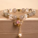 Buddha Stones Amethyst Green Aventurine Strawberry Quartz Positive Elephant Charm Bracelet 24
