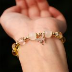 Buddha Stones Citrine Moonstone Butterfly Charm Prosperity Protection Bracelet Bracelet BS 5