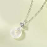 Buddha Stones 925 Sterling Silver Ginkgo Leaf Butterfly Rose Chalcedony Hetian Jade Peace Buckle Fu Character Harmony Necklace Pendant Necklaces & Pendants BS Ginkgo Leaf Chalcedony Silver