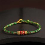 Buddha Stones Handmade Colorful Rope King Kong Knot Braided Luck Bracelet Bracelet BS Green Multicolored (Wrist Circumference 15-18cm)