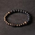 Buddha Stones Lava Rock Stone Copper Balance Cuff Bracelet Bangle Bracelet BS 5