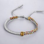 Buddha Stones Om Mani Padme Hum Protection Luck String Bracelet Bracelet BS Gray(Bracelet Size 16+12cm)