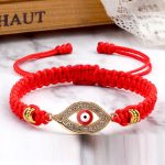 Buddha Stones Evil Eye Keep Away Evil Spirits String Bracelet Bracelet BS Red&Red Evil Eye Gold Border