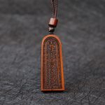 Buddha Stones Lightning Struck Jujube Wood Taoist Five Thunder Order Luck Protection Necklace Pendant 6