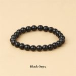 Buddha Stones Natural Stone Quartz Healing Beads Bracelet Bracelet BS 8mm Black Onyx