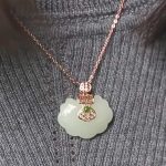 Buddha Stones 925 Sterling Silver White Jade Blessing Happiness Necklace Chain Pendant Necklaces & Pendants BS 4