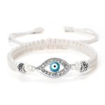 Buddha Stones Evil Eye Keep Away Evil Spirits String Bracelet Bracelet BS White Light Blue Evil Eye Silver Border