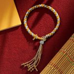 Buddha Stones Handmade Tibetan Five God Of Wealth Dragon Scale Rope Luck Braid Bracelet Bracelet BS Gray Gold(Wrist Circumference 14-18cm)