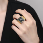 Buddha Stones Tibetan Nine-Eye Dzi Bead Wealth Blessings Rotatable Ring Ring BS 3