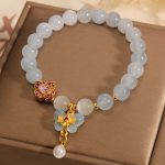 Buddha Stones Aquamarine Cat's Eye Healing Butterfly Pearl Charm Bracelet Bracelet BS 2