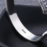 Buddha Stones 925 Sterling Silver Om Mani Padme Hum Double Dorje Engraved Wisdom Cuff Bracelet Bangle Bracelet Bangle BS 3
