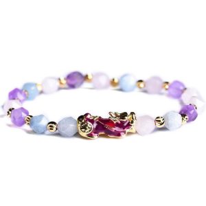 Buddha Stones Natural Amethyst Fortune Pixiu Charm Bracelet Bracelet BS main