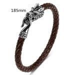 Buddha Stones Dragon Titanium Steel Protection Luck Bracelet Bracelet BS Brown 185mm