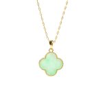 Buddha Stones Four Leaf Clover Jade Pattern Luck Necklace Pendant Necklaces & Pendants BS 6
