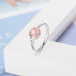 Buddha Stones Pink Crystal Soothing Rotation Ring Ring BS 6