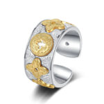 Buddha Stones 925 Sterling Silver Vintage Tang Dynasty Flower Design Luck Ring Ring BS 7