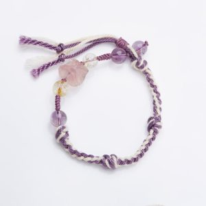Buddha Stones Natural Fluorite Amethyst Silver Sheen Obsidian Tiger's Eye Protection Rope Bracelet Bracelet BS Fluorite(Wrist Circumference 14-18cm)