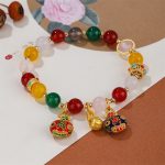 Buddha Stones Gold Swallowing Beast Family Various Agate Crystal Success Bracelet Bracelet BS 3
