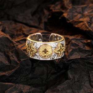 Buddha Stones 925 Sterling Silver Vintage Tang Dynasty Flower Design Luck Ring Ring BS Tang Dynasty Flower Design(Luck♥Vibrant)