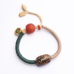 Buddha Stones Handmade Tibetan Nine-Eye Dzi Bead Wealth Rope Bracelet Bracelet BS 8