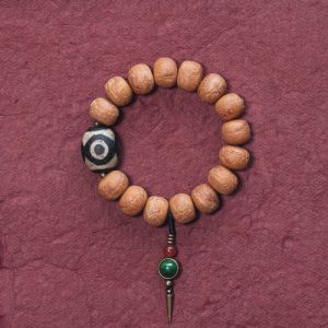 Buddha Stones Tibet Bodhi Seed Dzi Bead Peace Charm Wrist Mala Bracelet Wrist Mala BS 18cm