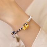 Buddha Stones 925 Sterling Silver Lotus Pearl Colorful Rope Chalcedony Prosperity Bracelet 6
