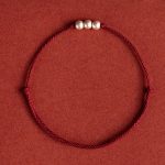 Buddha Stones 925 Sterling Silver Three Beads Protection String Bracelet Anklet Bracelet Anklet BS 3